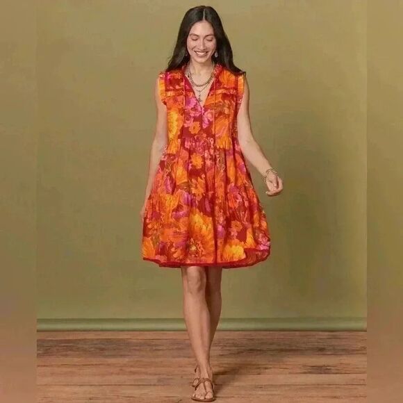 Sundance Beautiful Bright Sun Dress. Beaded ties Decorative Corded Trim. - Picture 2 of 11